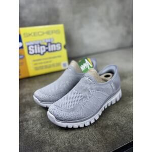 Skechers Slip Ins Graceful Mesh Move Womens 5 Gray Hands Free Shoes 100737